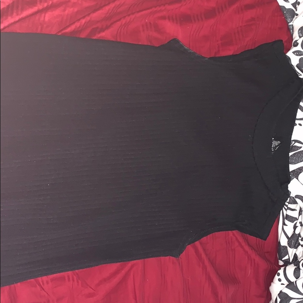 high neck ribbed black tank